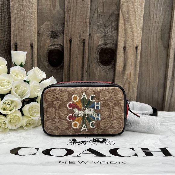 CARRIER PHONE CROSSBODY IN SIGNATURE CANVAS WITH COACH RADIAL RAINBOW c6… - Picture 1 of 6